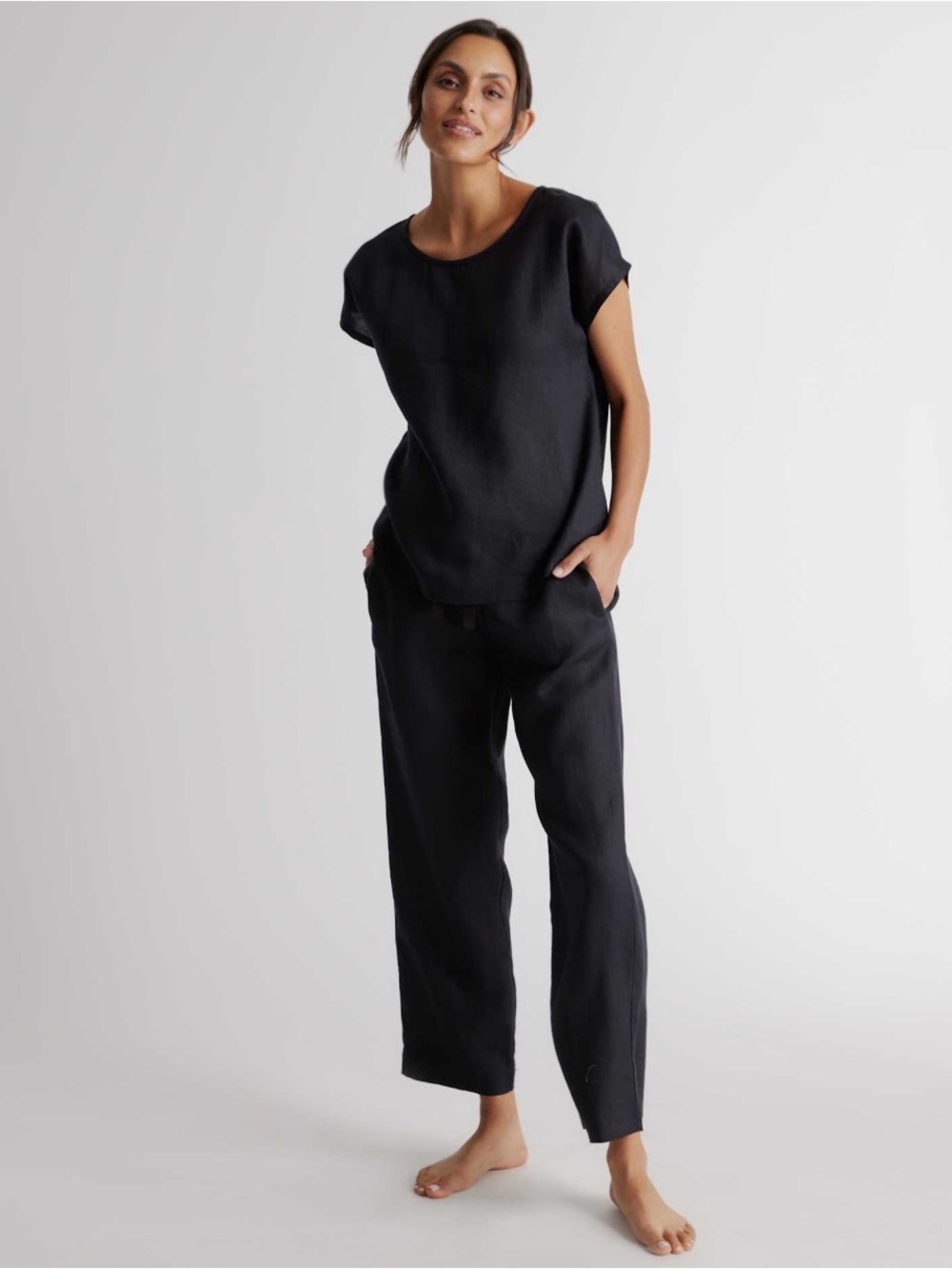 Quince 100% European Linen Pajama Pants size L black